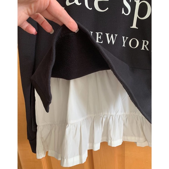 EUC, Kate Spade NY Sz M Women’s Long Sleeve Black/White Sweatshirt w/Ruffle - Picture 7 of 15